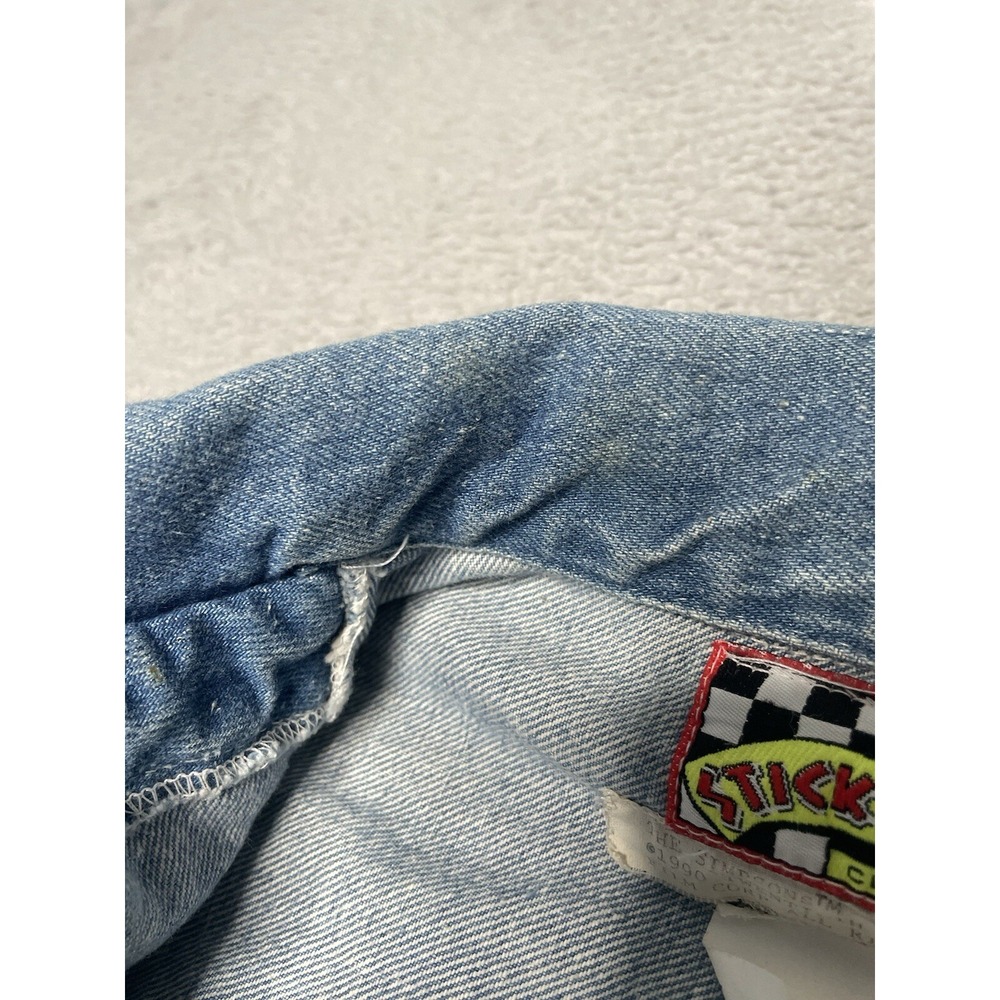 RARE Vintage 90s Stickshift‎ Bart Simpson The Simpsons Blue Denim Jacket Mens S - Picture 16 of 16